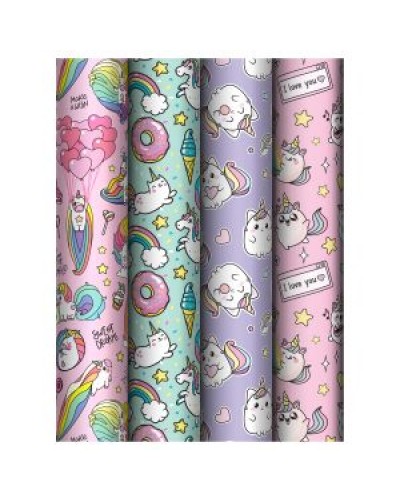 Упаковочная бумага глянц. 70*100см, MESHU "Unicorn", 80 г/м2,372616,MS_62805
