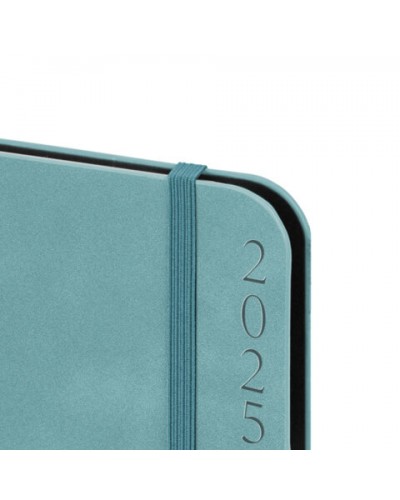Ежедневник датированный 2025, А5, 151х213 мм, BRAUBERG "Note", под кожу, держатель для ручки, резинка-фиксатор, серо-голубой,115934