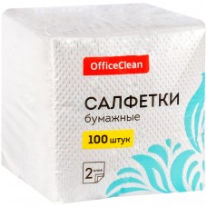 Салфетки бумажные OfficeClean, 2слойн., 24*24см, белые, 100шт., 309849