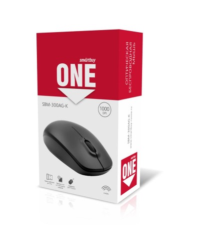 Мышь беспроводная Smartbuy One, USB, черная, 2btn+Roll, 308174, SBM-300AG-K