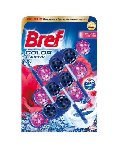 Подвесной блок для унитаза Бреф "Color-Activ", цветочная свежесть, 3*50г, блистер