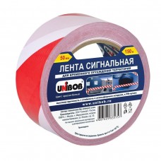 Лента сигнальная Unibob, 50мм*150м, красно-белая, ИУ, 222637