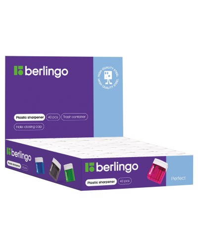 Точилка пластиковая Berlingo "Perfect", 1 отверстие, контейнер, ассорти, 173612, BBp_10039